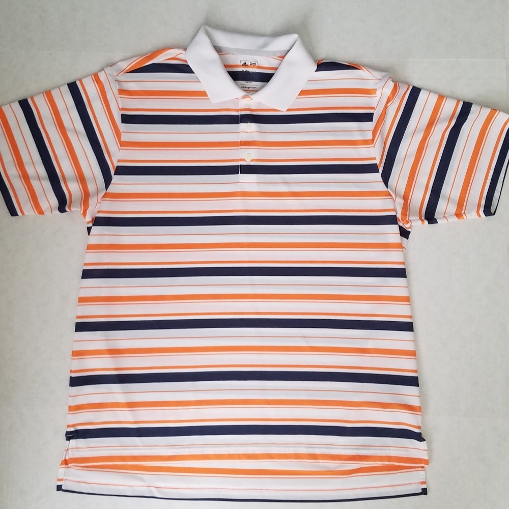 Adidas Golf Striped Polo - M